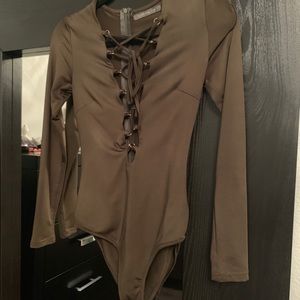 Olive long sleeve bodysuit